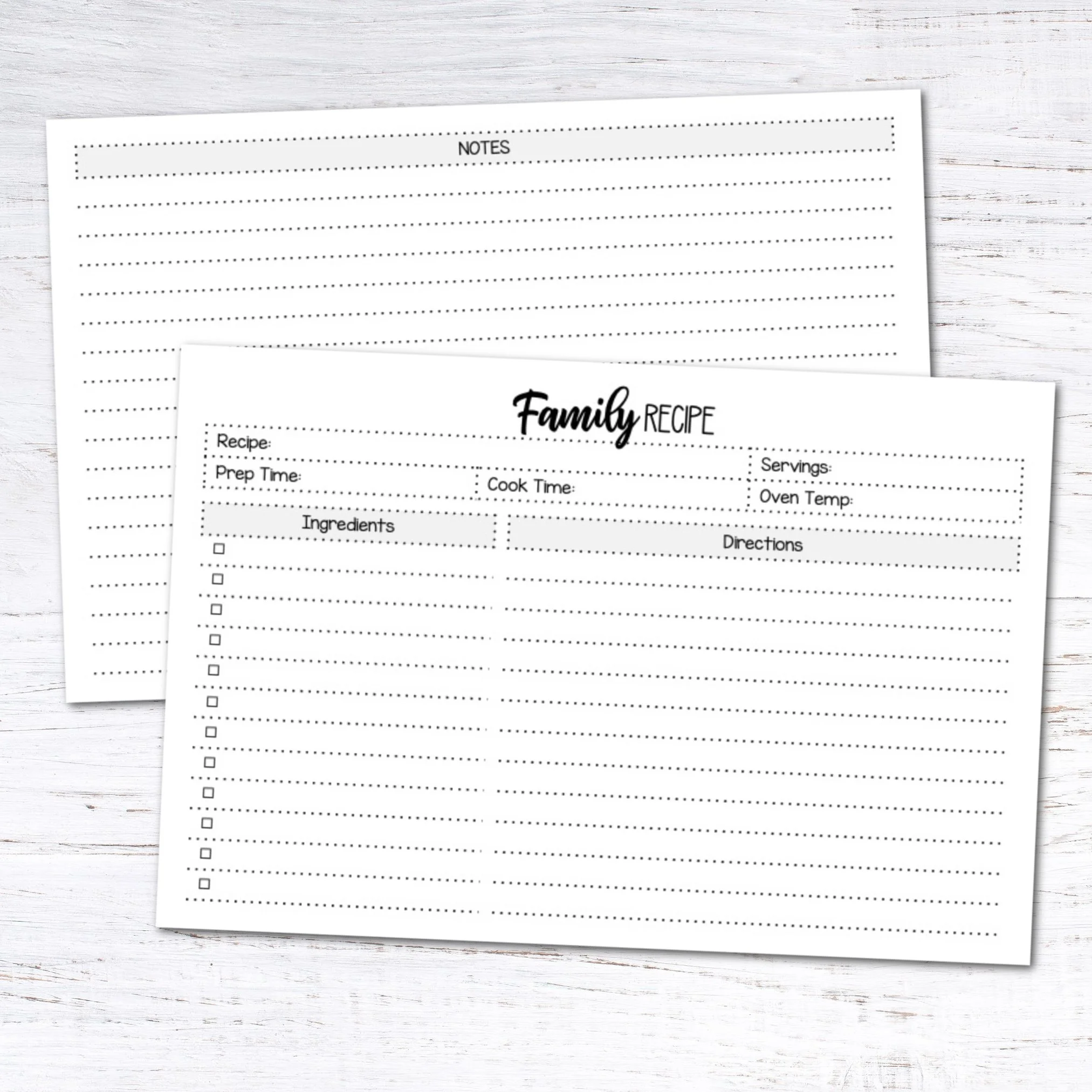 free printable family recipe card {editable pdf} — krafty planner
